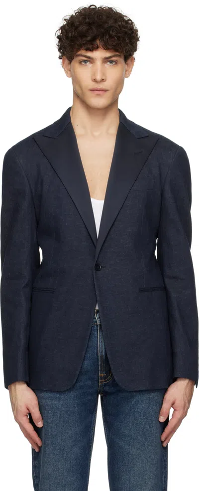 Rrl Navy Tuxedo Denim Blazer In Indigo