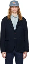 Rrl Navy Unconstructed Herringbone Sport Blazer In Deep Navy