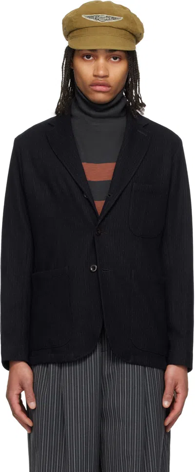 Rrl Navy Unconstructed Jacquard-knit Sport Blazer In Navy Multi