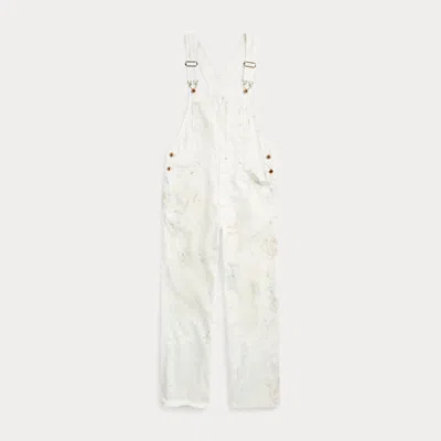 Rrl Paint-splatter Linen-cotton Dungaree In White
