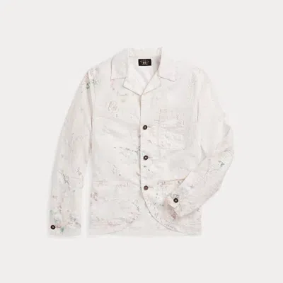 Rrl Paint-splatter Linen-cotton Work Jacket In White