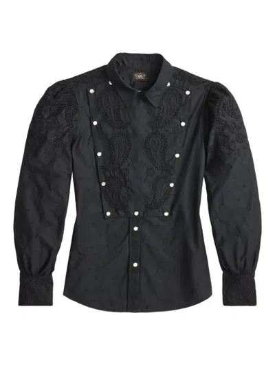 Rrl Paisley-embroidered Blouse In Black