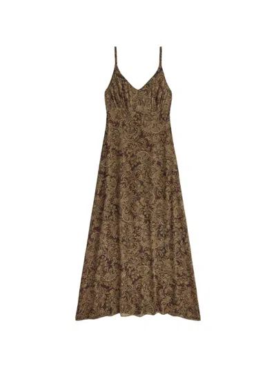 Rrl Paisley-print Silk Maxi Dress In Braun