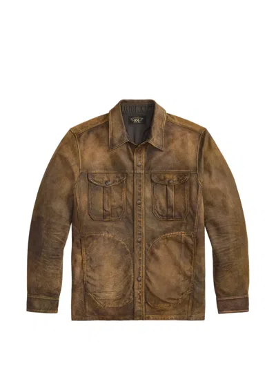 Rrl Patch-pocket Leather Shirt In Pattern