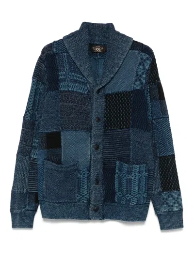 Rrl Patchwork Cardigan In 蓝色