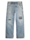 Rrl Patchwork Cotton Jeans In Blue
