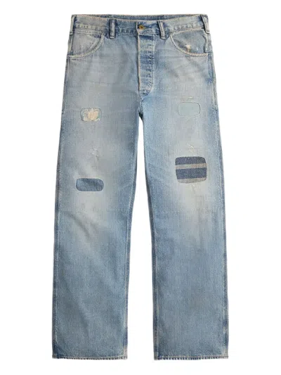 Rrl Patchwork Cotton Jeans In Blue
