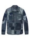Rrl Patchwork Denim Shirt In Blue