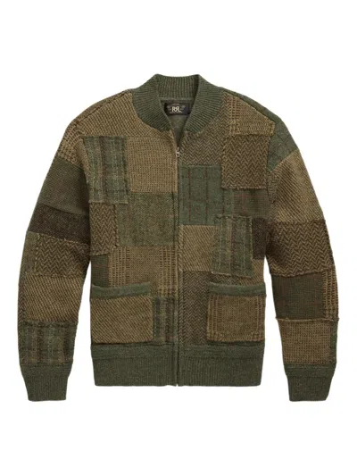 Rrl Cardigan Im Patchwork-design In Green