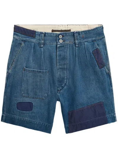 Rrl Patchwork-design Shorts In Blue