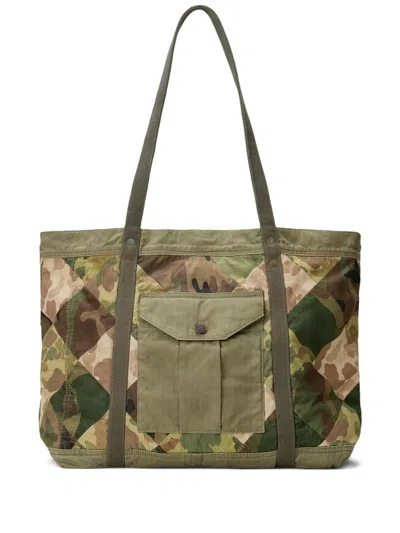 Rrl Patchwork Pocket Tote Bag In Green