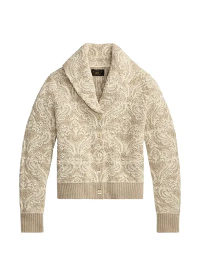 Rrl Patterned Button Cardigan In Neutral