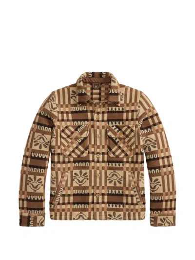 Rrl Patterned Check Shirt In Brown