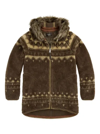 Rrl Patterned-jacquard Jacket In Brown