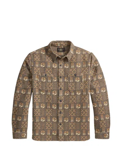 Rrl Patterned Long-sleeved Shirt In Brown