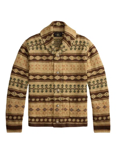 Rrl By Ralph Lauren Woven Knit Beige Linen Silk Cardigan In Multi