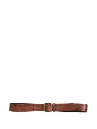 Rrl Perforated Leather Belt In Brown
