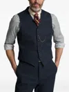 Rrl Pinstripe Cotton Waistcoat In Blue