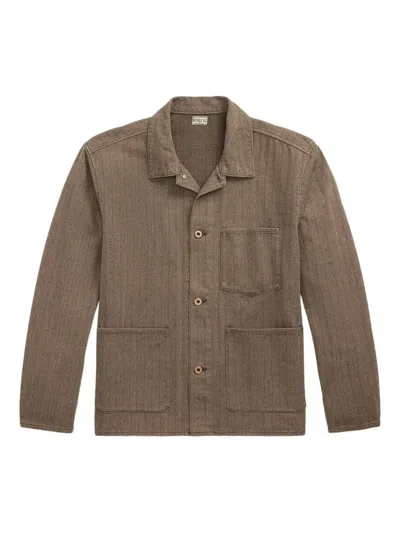 Rrl Pinstriped Shirt Jacket In Brown