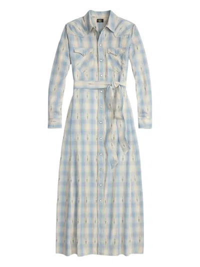 Rrl Plaid Belted Midi Dress In Multi