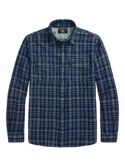 Rrl Plaid Button-up Shirt In Blue