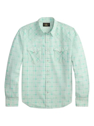 Rrl Plaid Buttoned Shirt In Blue