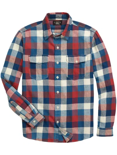 Rrl Plaid Cotton-linen Shirt In Blue