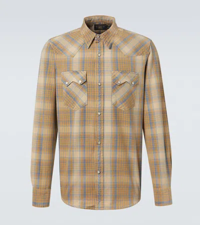 Rrl Plaid Cotton Western Shirt In Yellow