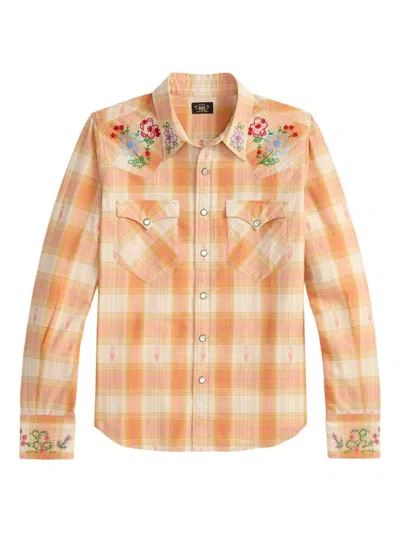 Rrl Plaid Embroidered Shirt In Multi