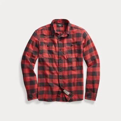 Rrl Plaid Twill Workshirt In Red