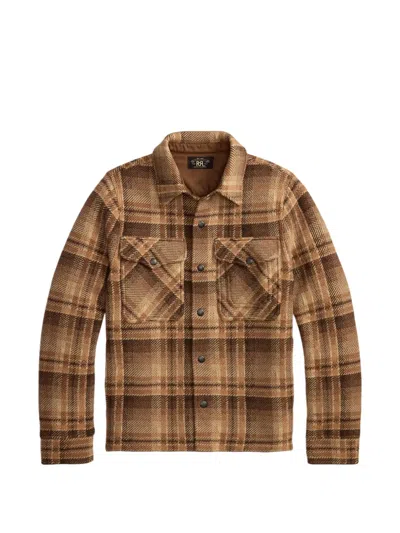 Rrl Plaid Wool-knit Shirt In Brown
