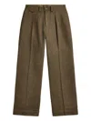 Rrl Pleated Wide-leg Trousers In Brown