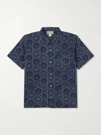 Rrl Printed Linen And Cotton-blend Shirt In Blue