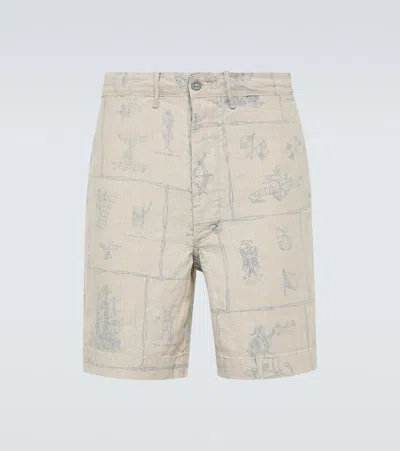 Rrl Printed Linen Shorts In Neutrals