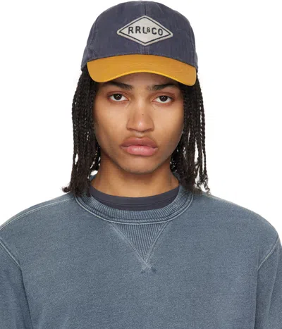 Rrl Purple & Yellow Herringbone Twill Trucker Cap In Garage Purple