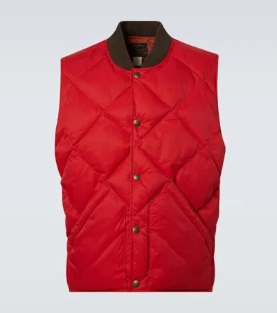 Rrl Quilted Twill Vest In Red