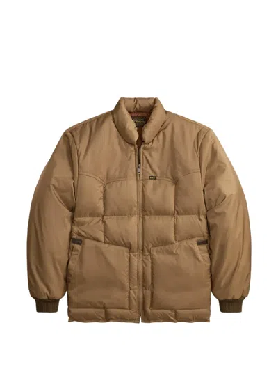 Rrl Quilted Zip-up Coat In Brown