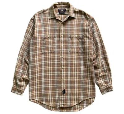Pre-owned Rrl Ralph Lauren Rrl Double Rl Button Up Plaid Flannel In Brown