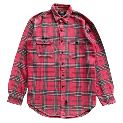 Pre-owned Rrl Ralph Lauren Rrl Double Rl Button Up Plaid Flannel In Red