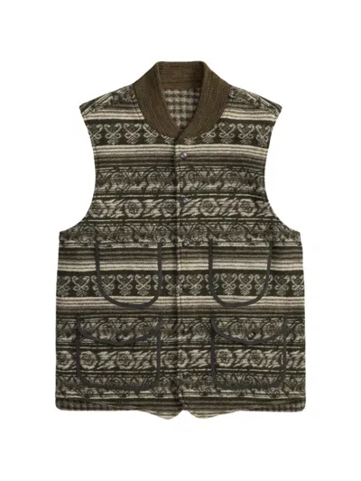 Rrl Reversible Houndstooth-jacquard Vest In Multi