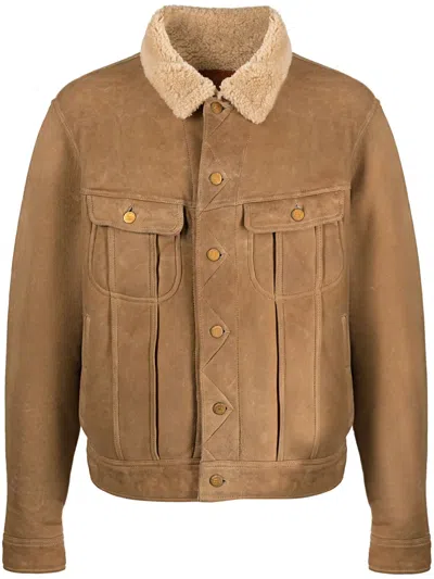 Rrl Roarke Shearling Jacket In Neutrals