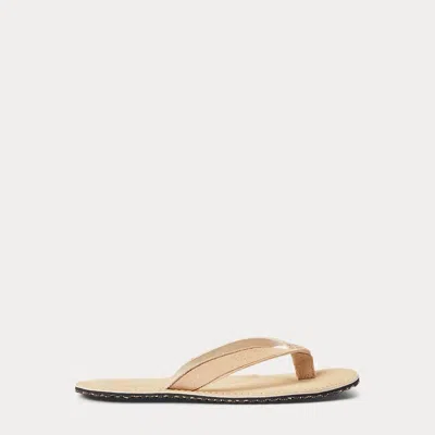 Rrl Roughout Suede Flip-flop In Neutral