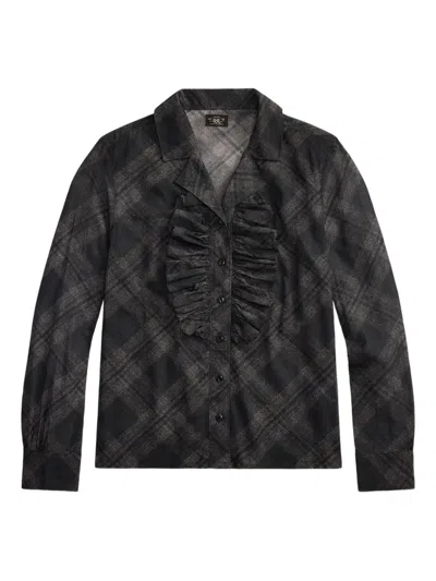 Rrl Ruffled Plaid Shirt In Gray