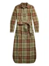 Rrl Selina Plaid Shirt Dress In Green