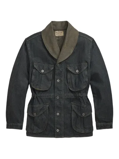 Rrl Shawl-collar Denim Jacket In Gray