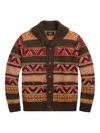 Rrl Shawl-collar Patterned Cardigan In Brown