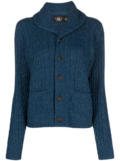 Rrl Shawl-collar Cable-knit Cardigan In Blau