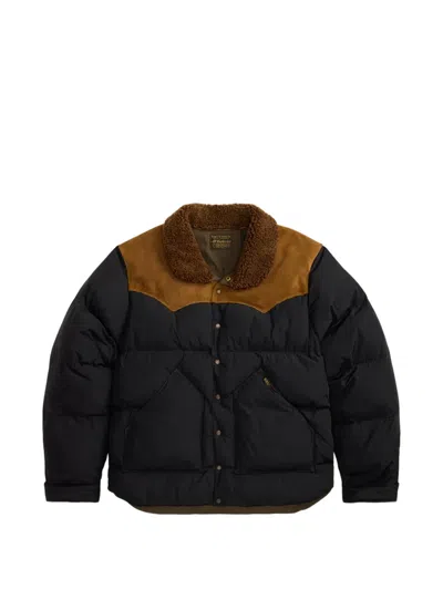 Rrl Shearling-collar Padded Jacket In Black