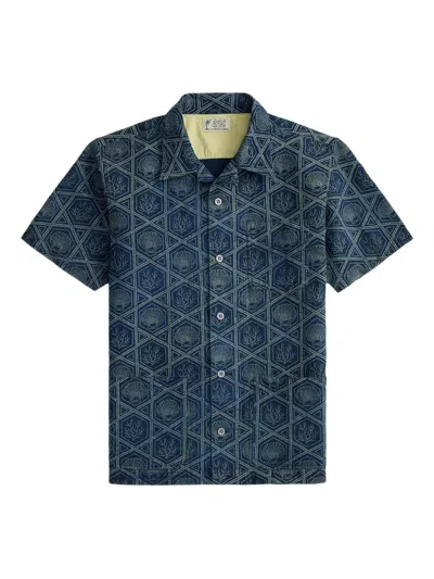 Rrl Shell-print Shirt In Blue