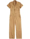 Rrl Short-sleeve Cotton Jumpsuit In Neutrals